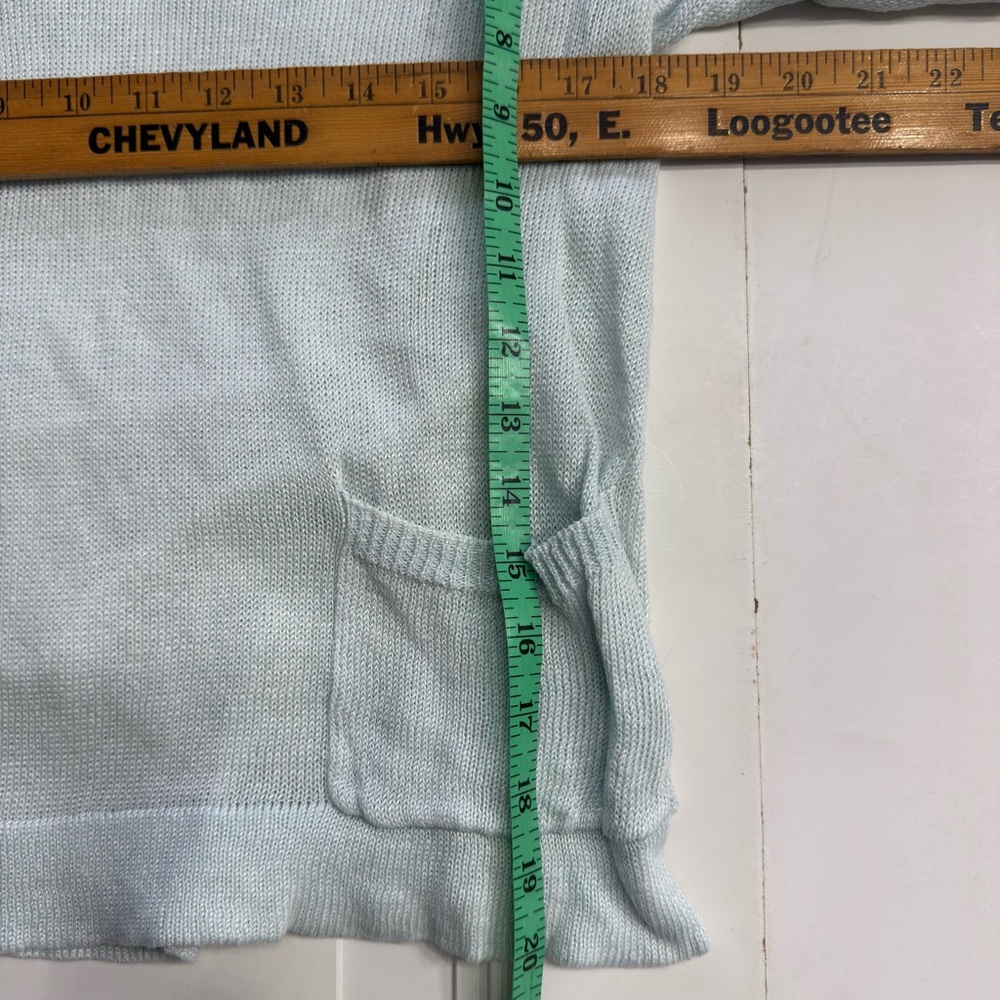 Eileen Fisher Women’s Sz S Italian Yarn 100% Linen Light Blue Green Sweater - Picture 5 of 7